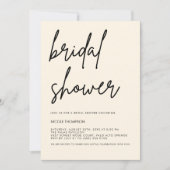 Cream Script Modern Bridal Shower Invitation Kaart (Voorkant)