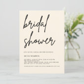 Cream Script Modern Bridal Shower Invitation Kaart (Staand voorkant)