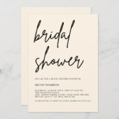 Cream Script Modern Bridal Shower Invitation Kaart (Voorkant / Achterkant)