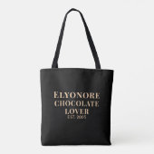 Cream Script Name Established Chocolate Lover Tote Bag (Achterkant)