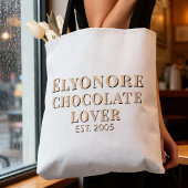 Cream Script Name Established Chocolate Lover Tote Bag
