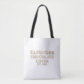Cream Script Name Established Chocolate Lover Tote Bag (Voorkant)