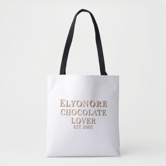Cream Script Name Established Chocolate Lover Tote Bag (Voorkant)