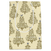  Cream Script Tree Holiday Medium Cadeauzakje (Voorkant)