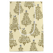  Cream Script Tree Holiday Medium Cadeauzakje (Achterkant)