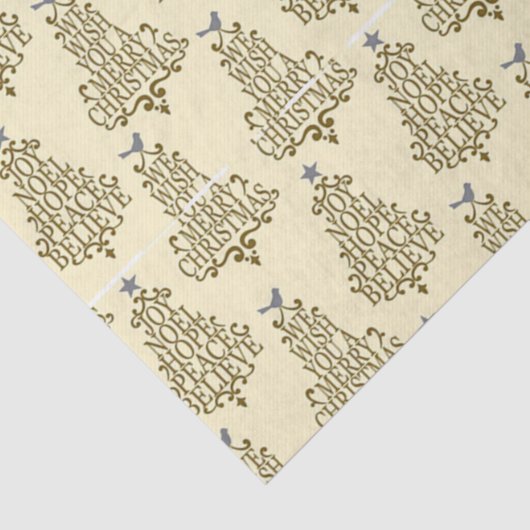 Cream Script Tree Pattern Festival Tissuepapier (Detail)