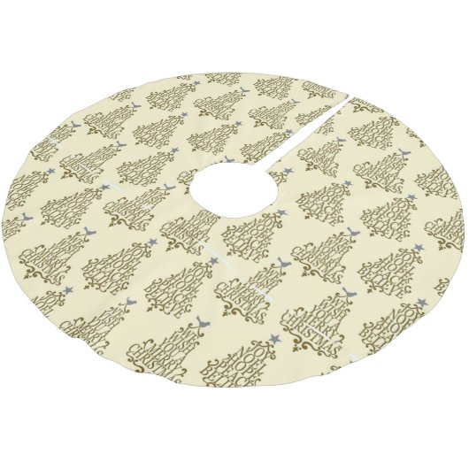 Cream scripted Tree Pattern Holiday Kerstboom Rok (Gekanteld)
