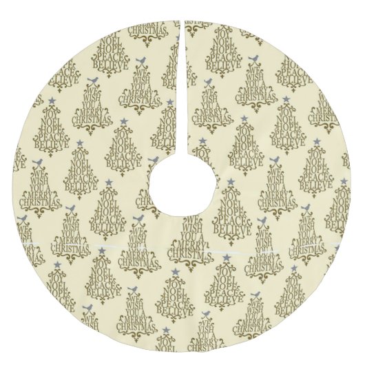 Cream scripted Tree Pattern Holiday Kerstboom Rok (Voorkant)