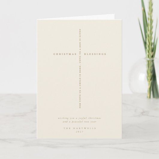 Cream Scripture Cross Kerst / Vakantie Kaart (Voorkant)
