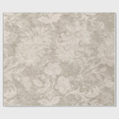 Cream Scrollwork Flowers op zand Cadeaupapier (Vlak)