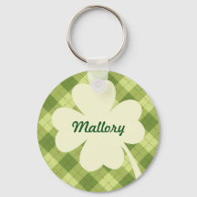 Cream Shamrock-gepersonaliseerde Sleutelhanger