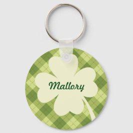 Cream Shamrock-gepersonaliseerde Sleutelhanger