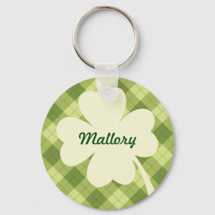 Cream Shamrock-gepersonaliseerde Sleutelhanger