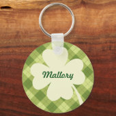 Cream Shamrock-gepersonaliseerde Sleutelhanger (Voorkant)