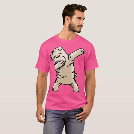 Cream Shar Pei Dabbing Funny Dog Dab Dance T-shirt (Voorkant volledig)