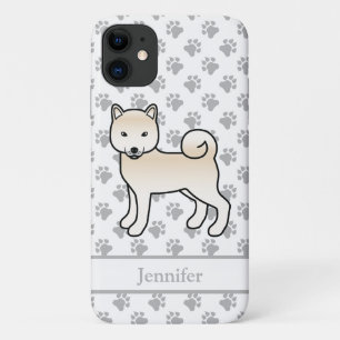 Cream Shiba Inu Cute Cartoon Dog & Name Case-Mate iPhone Case