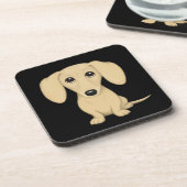 Cream Short Haire Dachshund Cute Cartoon Dog Bier Onderzetter (Linkerzijde)