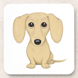 Cream Short Haire Dachshund Cute Cartoon Dog Bier Onderzetter