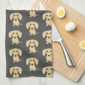 Cream Short Haire Dachshund Patroon Theedoek (Quarter Fold)
