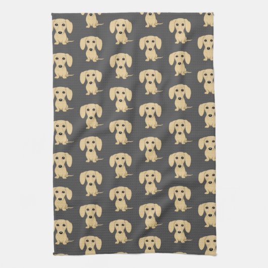 Cream Short Haire Dachshund Patroon Theedoek (Verticaal)