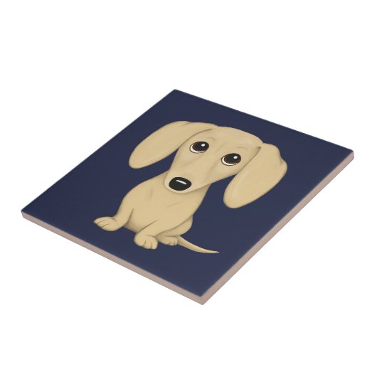 Cream Short Haire Dachshund Tegeltje (Zijkant)