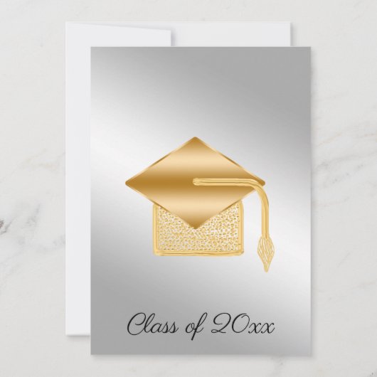 Cream Silk en Parels Afstuderen zilvermetaal Kaart (Achterkant)