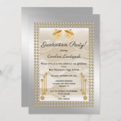 Cream Silk en Parels Afstuderen zilvermetaal Kaart (Voorkant / Achterkant)
