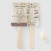 Cream Silk en parels met het joodse huwelijksprogr Handwaaier (Voorkant en achterkant)