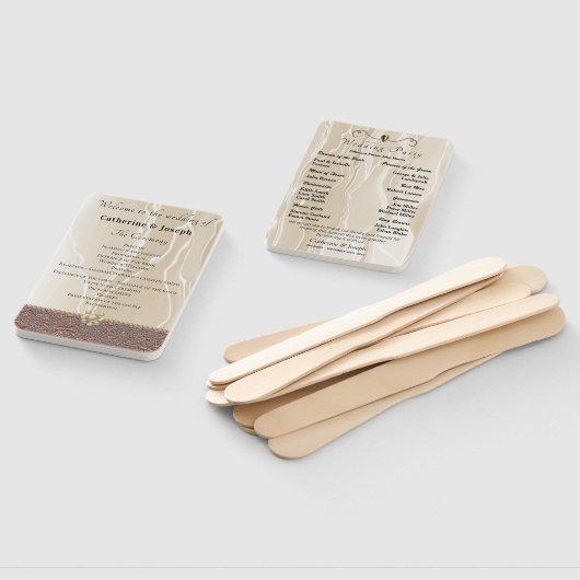 Cream Silk en parels met het joodse huwelijksprogr Handwaaier (Niet-gemonteerd)