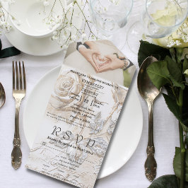  Cream Silver Rozen Bloemen Foto Website All In One Uitnodiging