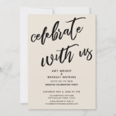 Cream Simple Celebrate met US Wedding Reception Kaart (Voorkant)