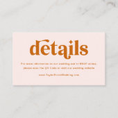 Cream Sinaasappel Retro 70s Boho Bruiloft Website Informatiekaartje (Voorkant)