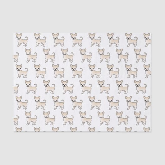 Cream Smooth Coat Chihuahua Cute Dog Patroon Tissuepapier