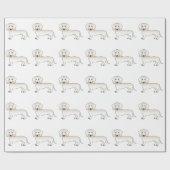 Cream Smooth Coat Dachshund Cartoon Dog Patroon Cadeaupapier (Vlak)
