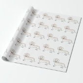 Cream Smooth Coat Dachshund Cartoon Dog Patroon Cadeaupapier (Uitgerold)