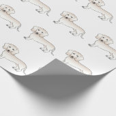 Cream Smooth Coat Dachshund Cartoon Dog Patroon Cadeaupapier (Hoek)