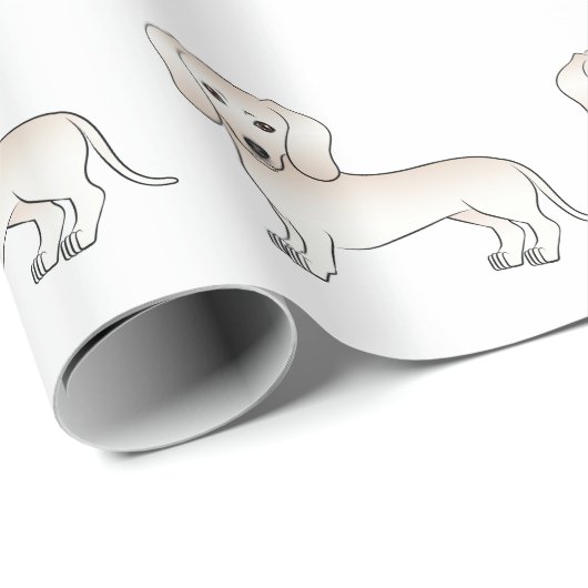 Cream Smooth Coat Dachshund Cartoon Dog Patroon Cadeaupapier (Rol Hoek)
