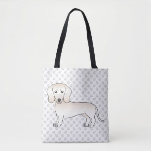 Cream Smooth Coat Dachshund Cartoon Dog & Paws Tote Bag