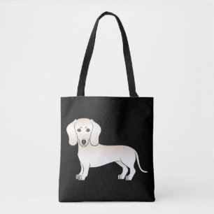 Cream Smooth Coat Dachshund Cartoon Dog - zwart Tote Bag