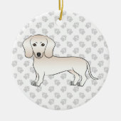 Cream Smooth Coat Dachshund Cute Cartoon Dog Keramisch Ornament (Voorkant)