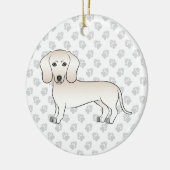 Cream Smooth Coat Dachshund Cute Cartoon Dog Keramisch Ornament (Links)
