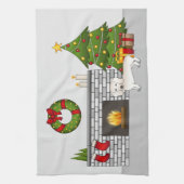 Cream Smooth Coat Dachshund in Kerstmis Kamer Theedoek (Verticaal)
