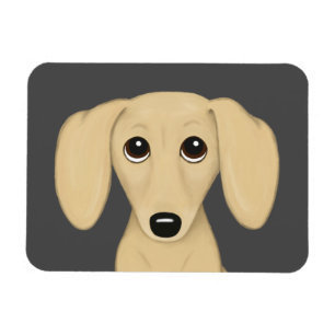 Cream Smooth Coated Dachshund Cartoon Dog Magneet