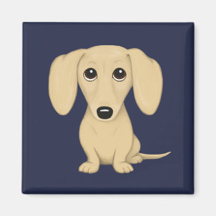 Cream Smooth Coated Dachshund Cartoon Dog Magneet