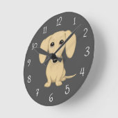 Cream Smooth Coated Dachshund Cartoon Dog Ronde Klok (Hoek)