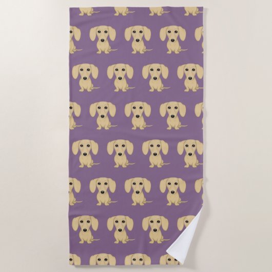 Cream Smooth Coated Dachshund Dog Patroon Strandlaken (Voorkant)