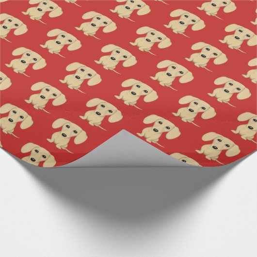Cream Smooth Coated Dachshund Pattern | Kute honde Cadeaupapier (Hoek)