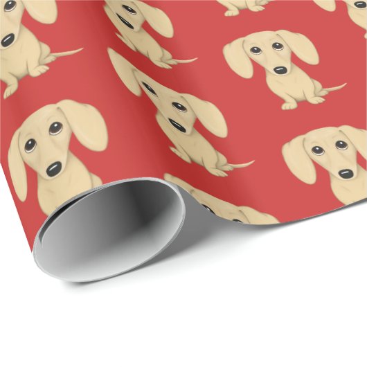 Cream Smooth Coated Dachshund Pattern | Kute honde Cadeaupapier (Rol Hoek)