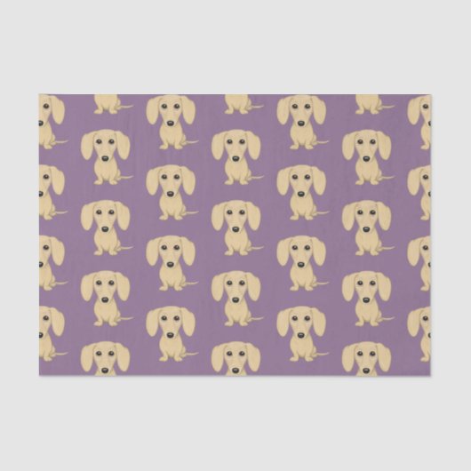 Cream Smooth Coated Dachshund Pattern | Kute honde Tissuepapier (Voorkant)