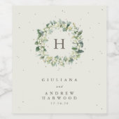 Cream Sneeuwbes+Eucalyptus Wintertrouw Wijn Etiket (Enkel label)